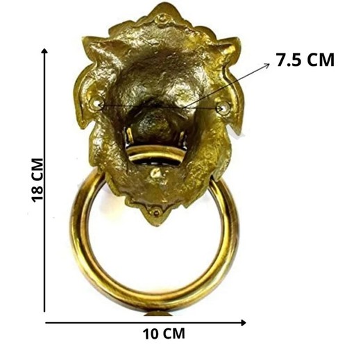 Antique Brass Lion Face Door Knocker | Home Decor Statement Piece | Height 7 - Picture 2 of 5