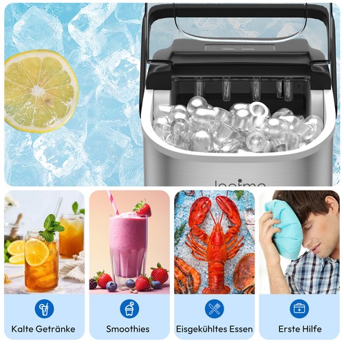 Haushaltsgeräte 1,2L Eiswürfelbereiter – Edelstahl IceMaker 6-13 Min Eismaschine - Bild 6 von 12