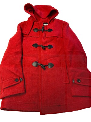 Womens MCQ Alexander McQueen Italy Red Hooded Wool Coat Sz 40(M)