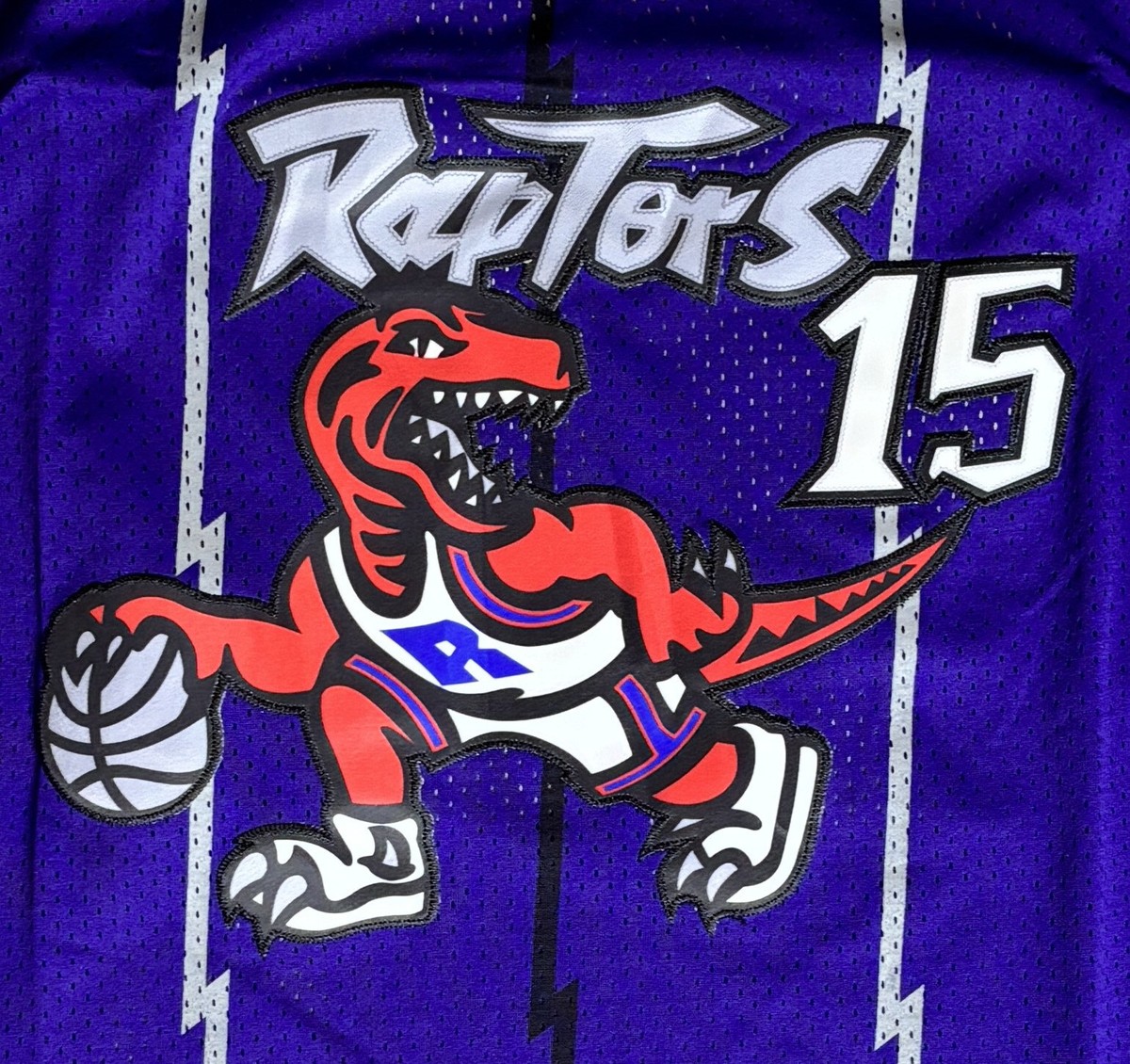 Mitchell Ness Youth NBA Toronto Raptors Vince Carter Retro Dino Name  Number T-Shirt Light Purple