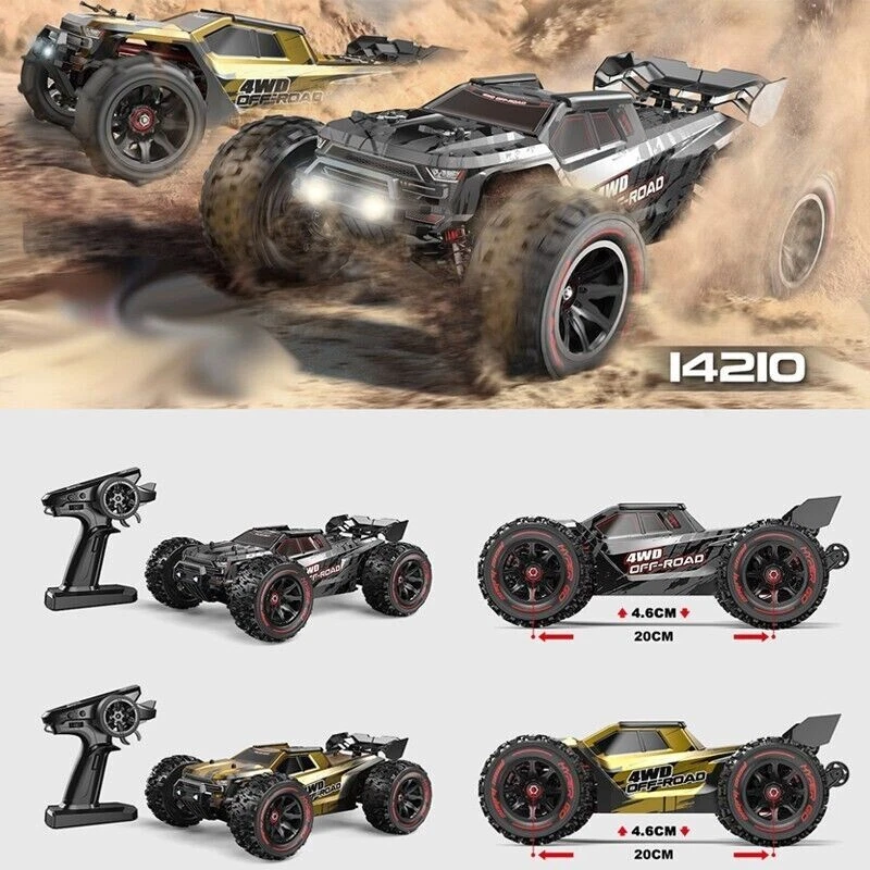V3 2S LiPo MJX Hyper GO 14210 RC Car Offroad brushless 4WD 1:14 RTR schwarz/gold - Bild 4 von 4