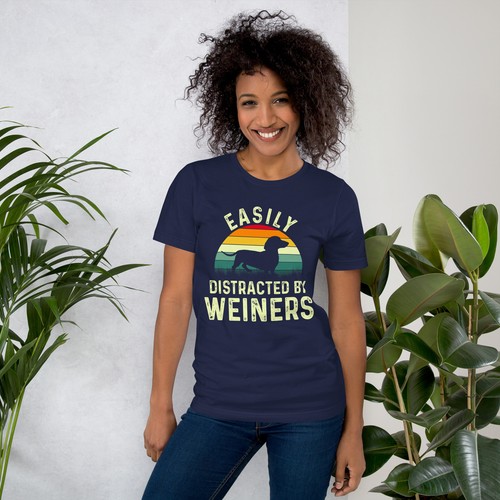Dachshund Weiner Dog, Easily Distracted By Weiners T-Shirt - 第 10/18 張圖片