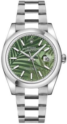 Rolex Datejust 36 Automatic Green Palm Dial Unisex Watch with Rolex Card & Box