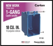 1-Gang 18 cu. in. Fire Rated Blue PVC New Work Electrical Switch and Outlet Box