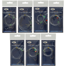 7x Sea Fishing Rigs Flapper Pulley Rig Double & Single Hook Clipped Cod Bass