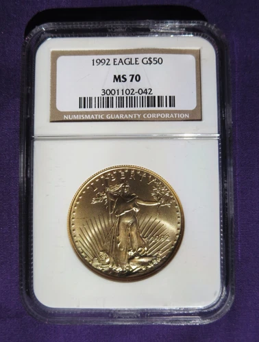 1992 GOLD American Eagle $50 (1 oz) COIN - NGC MS70