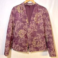 Soft Surroundings Blazer Open Front Large purple gold Tuscan floral artsy