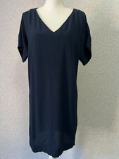 Madewell Novel Shift Dress Womens Small Navy Blue V-Neck Oversized Flowy