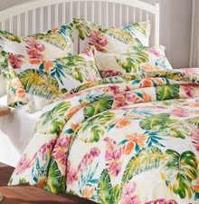 TROPICS 3pc King  DUVET SET : BEACH TROPICAL PALMS CORAL GREEN OCEAN DOONA