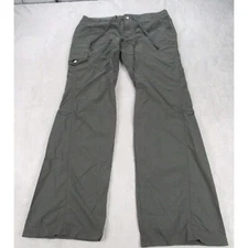 REI Pants Womens 10 Green Drawcord Waist Zip Fly Aldervale Roll Up Hiking Cargo
