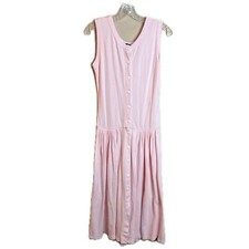 Talbots Small Pastel Powder Pink Sleeveless  Retro Drop Waist Midi Dress