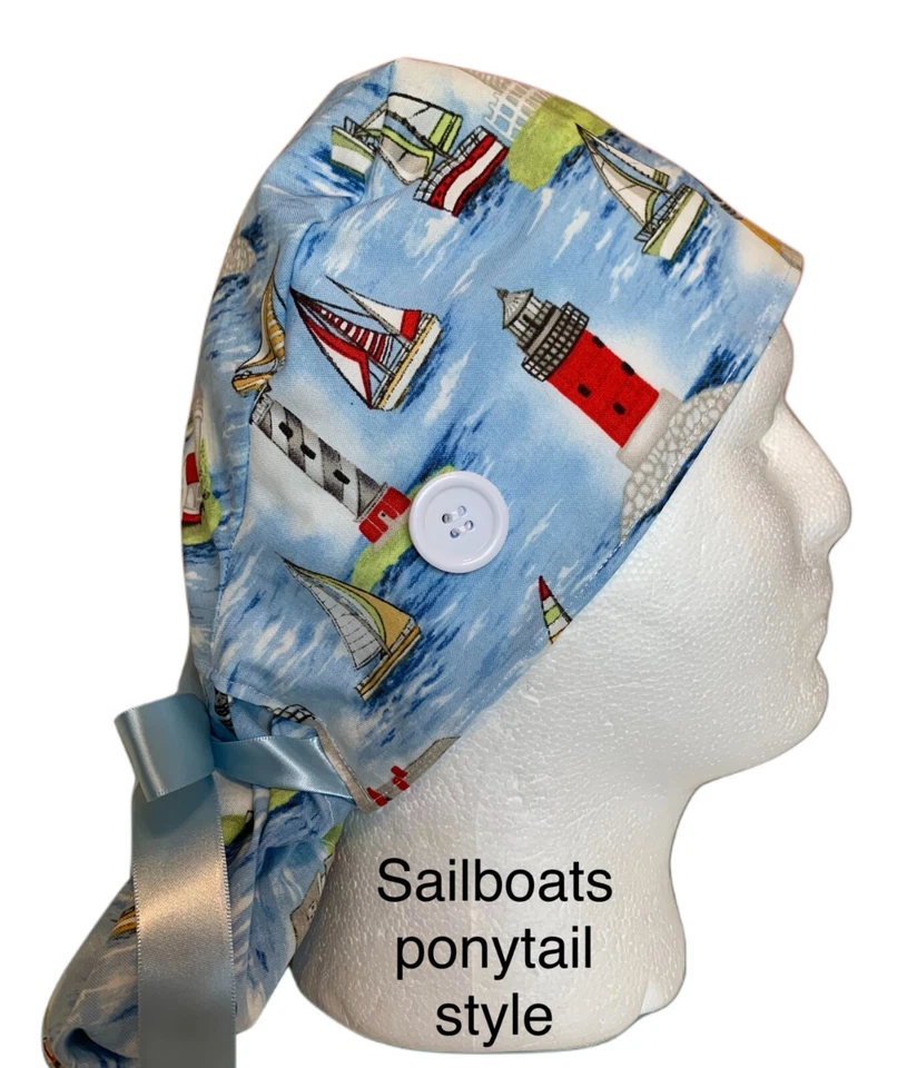 Gorra Quirúrgica Velero, Sombrero Cola de Caballo Forrado SATINADO Protección del Cabello Anatomía de Grises Foto 2 de 4