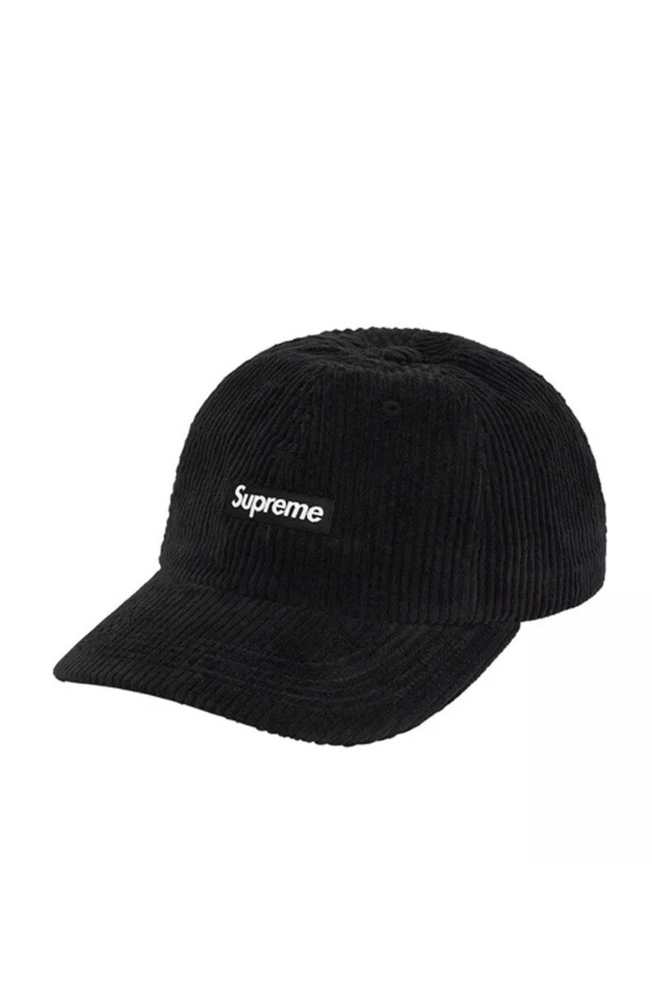 Chapeau Supreme Ripple velours côtelé petite boîte 6 panneaux   Noir