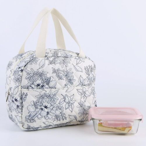 Cute Lunch Box for Women Small Floral Lunch Box Quilted Lunch Tote Bag With F... - Picture 4 of 8