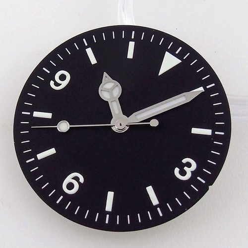 29mm esfera negra ajuste luminoso vintage estilo piloto NH35 NH36 2824 8215 movimiento - Imagen 2 de 16