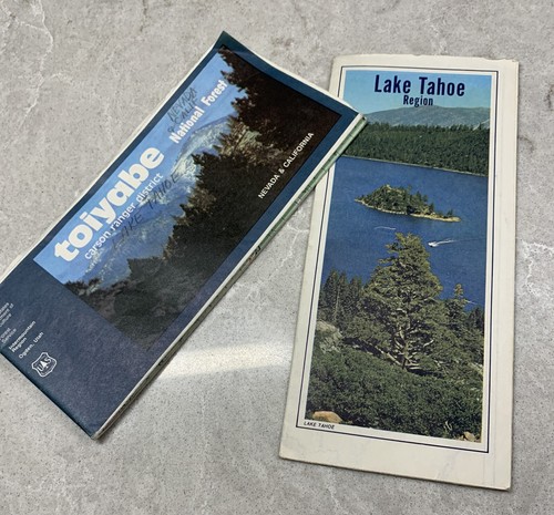 US Forestry Map 1983 TOIYABE NATIONAL FOREST & Lake Tahoe Map Nevada & CA