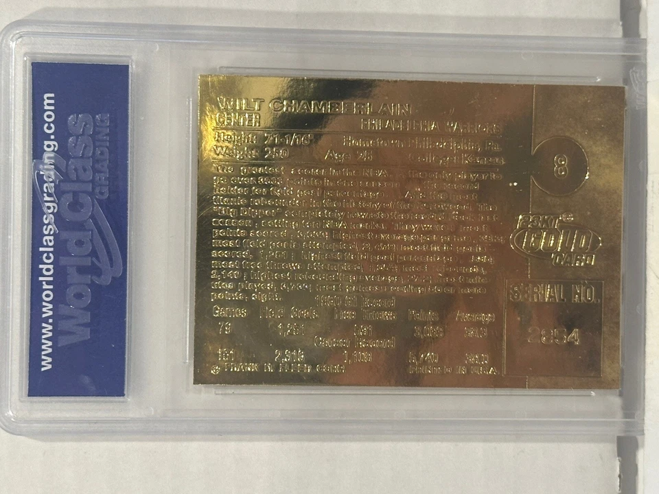 WCG 10 2001-02 Fleer 23KT Gold #8 Wilt Chamberlain 1962 Rookie 40th Ann Ltd 5000 Foto 4 de 4