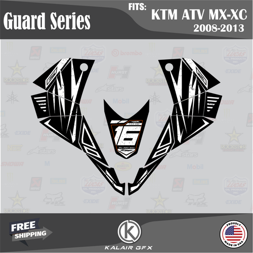 Graphics Kit for KTM ATV 450XC 450SX 525XC 525SX (08-13) - 16 MIL Guard - White - Picture 4 of 6