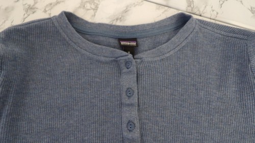 Patagonia Blue Waffle Knit Henley Thermal Organic Cotton Lyocell Blend Shirt M - Picture 14 of 15