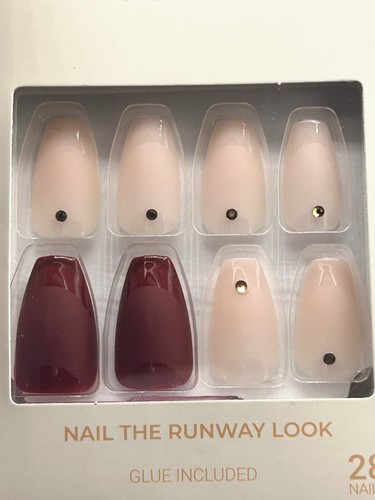 Kiss Limited Edition Glue-On Medium Length Nails, Textured Patter Pink/Red 92419 - Picture 8 of 8