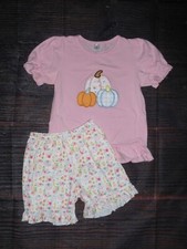 NEW Boutique Pumpkin Shirt Shorts Girls Outfit Set