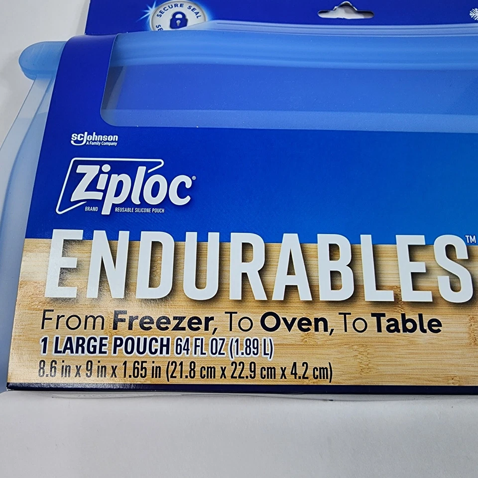 Ziploc Endurables Large Pouch Half Gallon 64 fl oz Reusable Silicone New 8.6x9 - Image 3 of 4