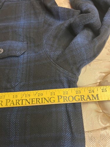 Orvis Heavy Large Blue & Black Plaid Long Sleeve Flannel Shirt Shacket w Pockets - Picture 8 of 24