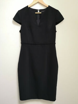 TED BAKER pleat frill ruffle smart formal pencil shift suit dress midi