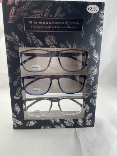 NIB +2.50 Box Set 3 Pairs M By Max Studio Reading Glasses Readers - Picture 9 of 12