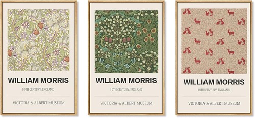 Gufro Set of William Morris Canvas Print, Floral Art, Historic Cult 3 PCS