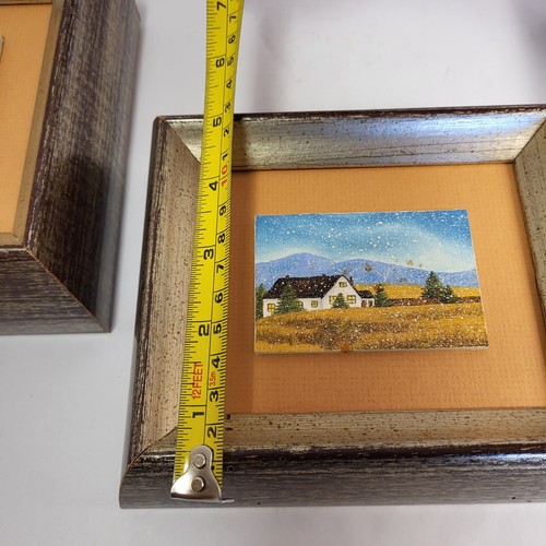 Vintage Hand Painted Mini-Canvas Country Scenes Retro Framed 5"x6" - Picture 13 of 14