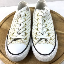 Converse Chuck Taylor All Stars White With Gold Polka Dots Womens Size 7 156601F