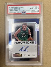 2021-22 Contenders Playoff Ticket Auto Luka Doncic 19/49 PSA 8/10 Auto 10