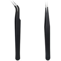 2 StüCk Edelstahl Wimpernpinzette Set - PräZise Gerade & Gebogene Pinzetten