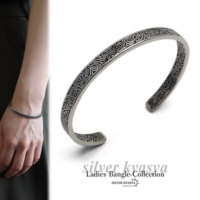 Arabesque Silver Bangle 925 Sterling Thin Women s Jewelry