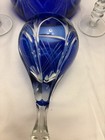 Cobalt Blue glass Glasses Wine Goblets Decanter Cut To Clear    Read — photo 8
