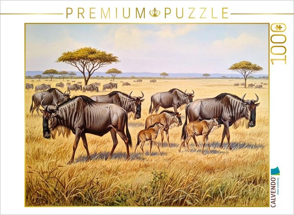 Calvendo Puzzle Painting Of A Herd Of Wildebeests In Africa | 1000 Pieces, Finis-image