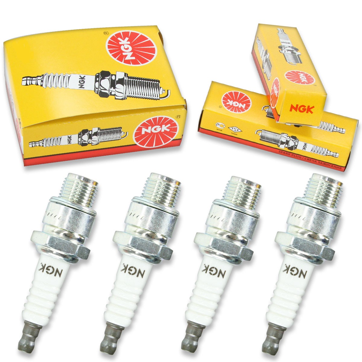 4pcs NGK 6431 Standard BU8H Outboard Marine Spark Plug Tune Up Kit Set am