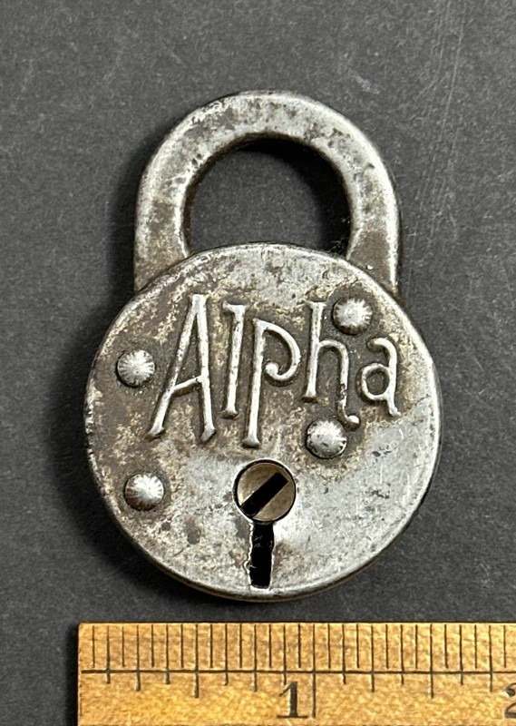 Antique Vintage Embossed "Alpha" Lock Padlock No Key Made of Steel