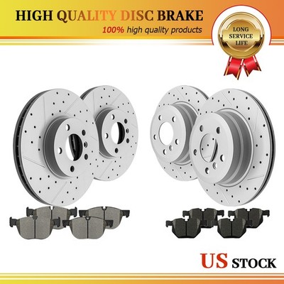 332mm Front 320mm Rear Drilled Disc Rotors Brake Pads Kit for for BMW X5 X6