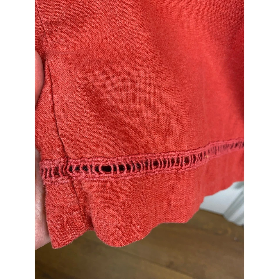 Pantalones boho Jolt para mujer talla 13 rojo lino mezcla rayón cintura elástica pierna ancha Foto 2 de 4