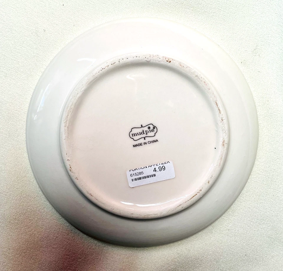 Mud Pie Ceramic Portion Plates Appetizers 5 in White Set of 2 Hors d'oeuvres - Image 3 of 4
