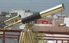 27"  Nautical Brass Telescope with Floor Tripod - Vintage Marin