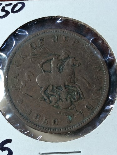 1850 Bank of Upper Canada 1 Penny Token Item A16J1