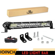 10inch LED Light Bar Spot Flood Combo Truck SUV ATV Offroad Driving Wire Kits