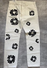 Denim Tears Levi's White The Cotton Wreath Jeans Size 38x34 Brand New with Tags