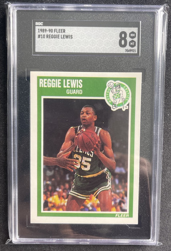 1989-90 Fleer Basketball #10 Reggie Lewis Rookie RC Graded SGC 8 NM-MT Lakers - Bild 1 von 2