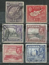 CYPRUS 1928+1934 ''KING GEORGE V '' SIX VALUES USED LOT COLLECTION (ΜΕΞ 132)