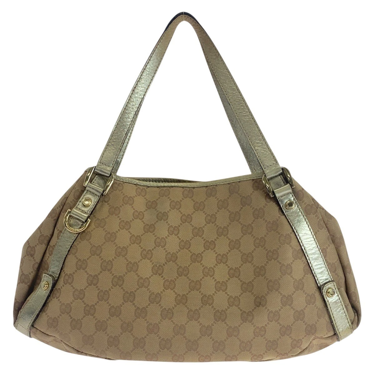 Sac bandoulière GUCCI Abby beige métal doré garnitures GG toile cuir 130730 avec