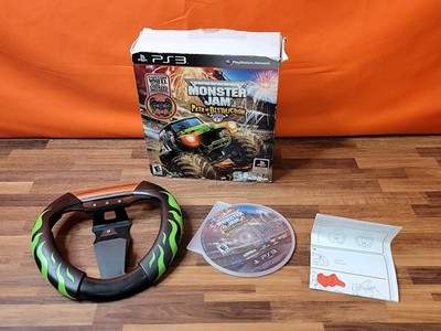 Rare Monster Jam Path of Destruction Playstation 3 PS3 w Steering Wheel Big Box